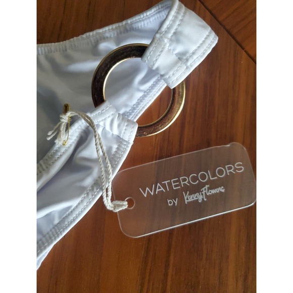 NWT Kenny Flowers The Santorini Gold Ring White Sporty Bikini Top Women xs/Sm/M - Picture 7 of 9